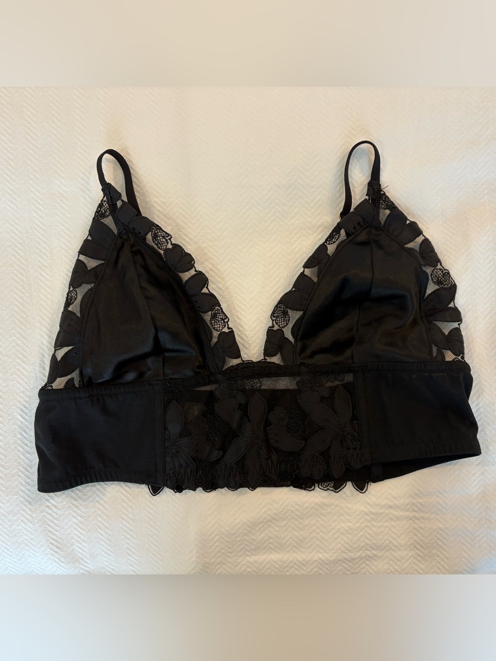 Victoria's Secret Black Lace Bralette with Floral Trim